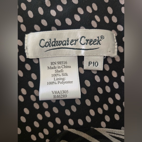 Coldwater Creek Silk Blend Dress Black White Cowl Neck Sleeveless P10 - Picture 10 of 10